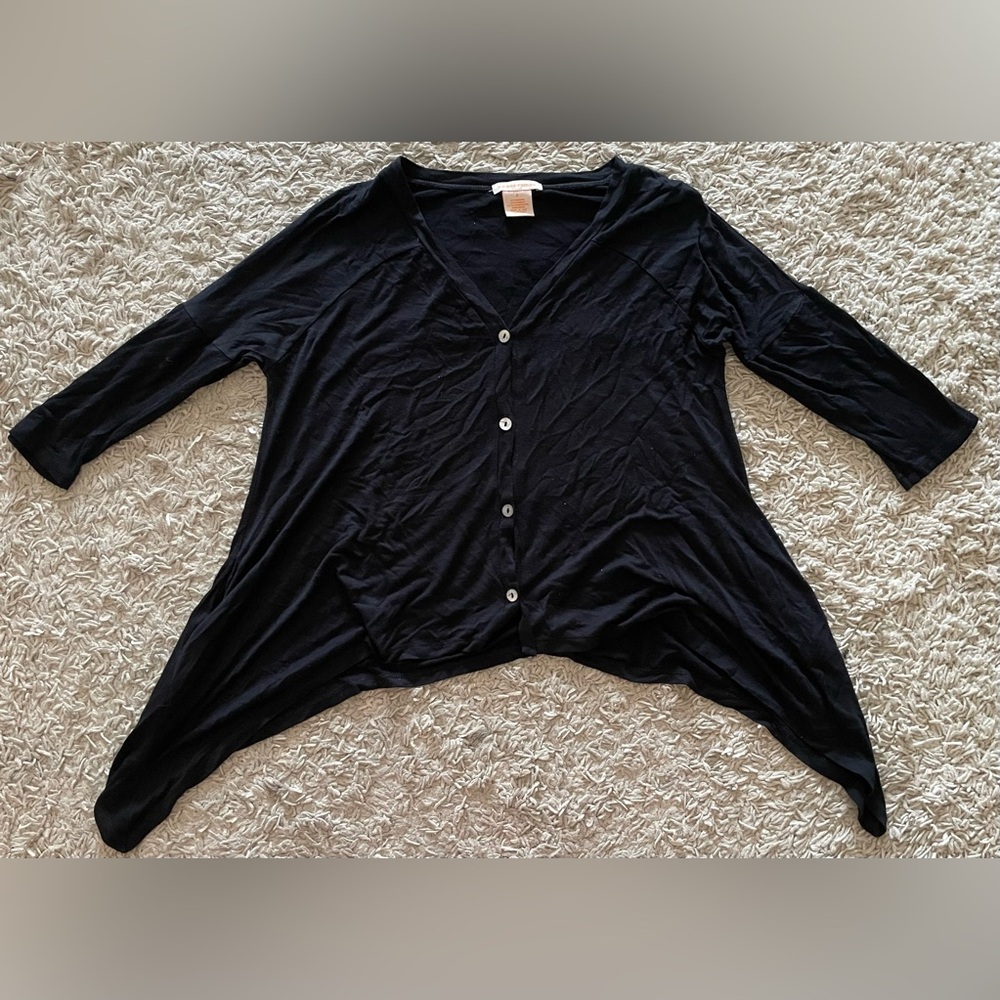 SWEET ROMEO black 3/4 Sleeve button shirt top Blouse Small S
